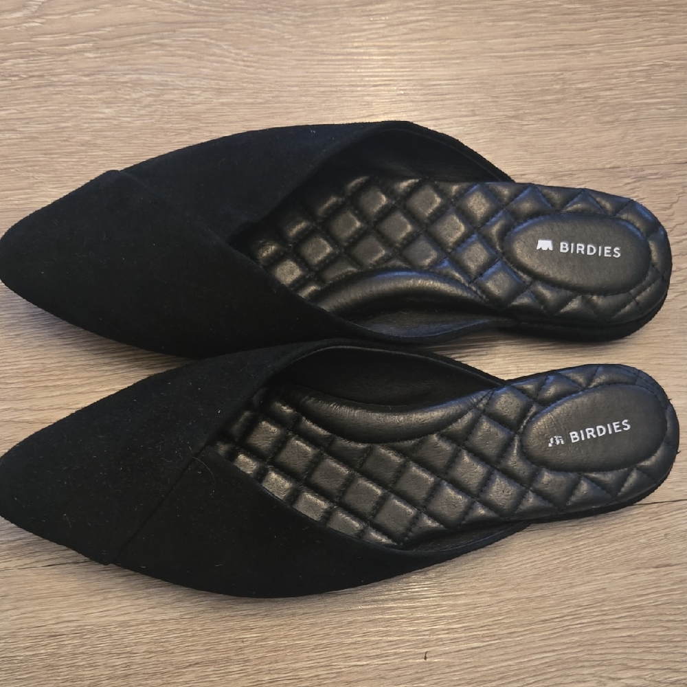 Birdies Black Quilted Mules